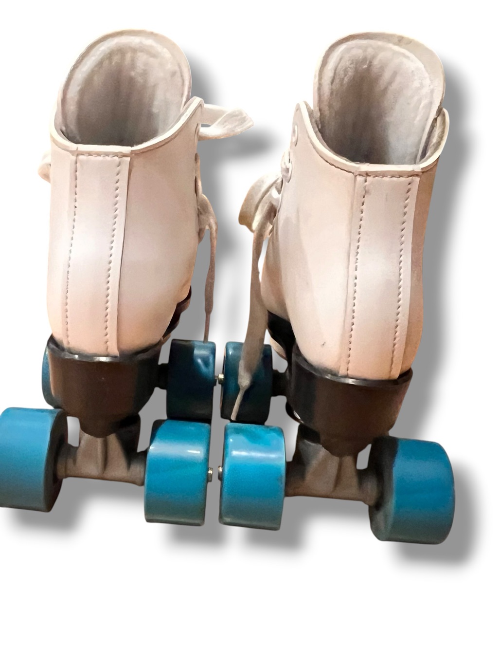 Vtg Dominion Marathon Lv Roller Skates Kids Sz 8 Retro White Teal Blue Wheels — image 4 of 8